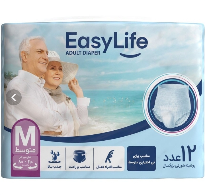 پوشینه بزرگسال شورتی سایز متوسط 12 عددی