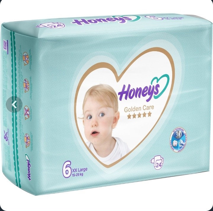 پوشک کودک هانیز سایز6 چسبی 24 عددی